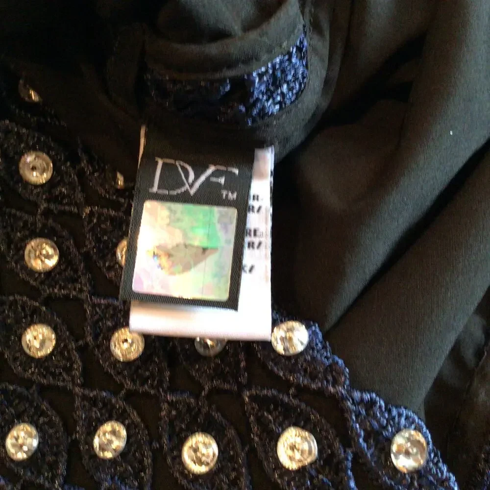 Diane von Furstenberg Women's Crystal Skirt Mini/Navy Blue Sz 2